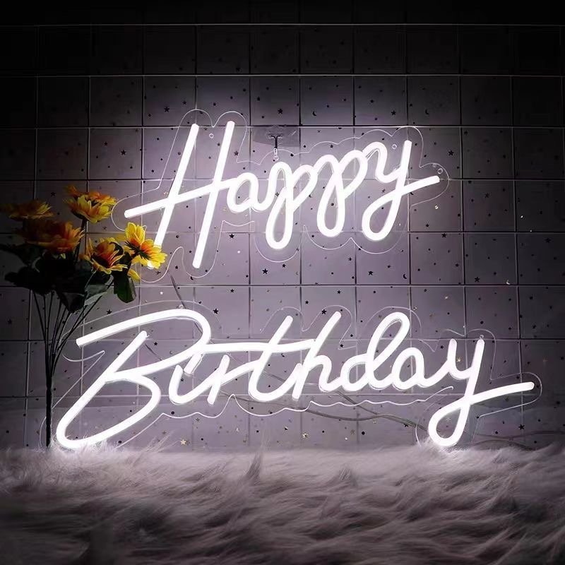 Wholesale Led logo Light Happy Birthday Neon Sign Custom Made Wedding Dropshipping Neon Sign for Bedroom Party Home Decor
