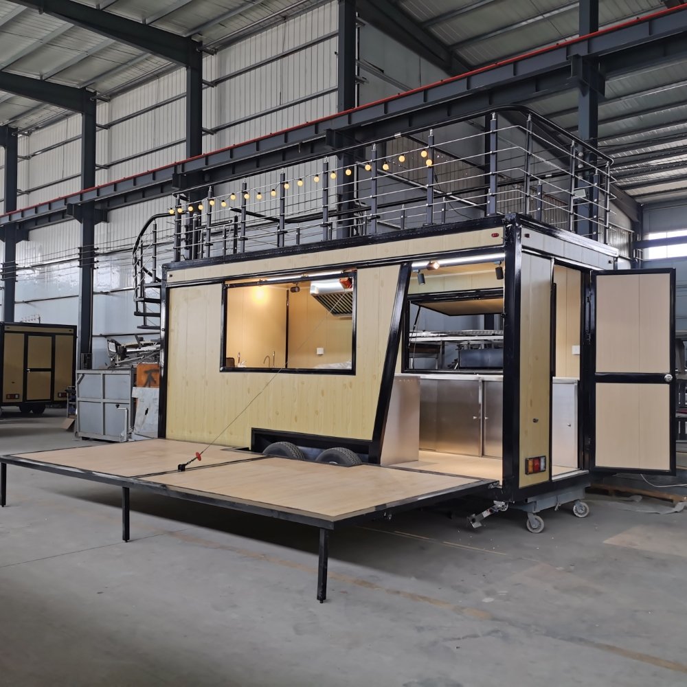 Popular Mobile Double Decker Food Trailer Fully Equipped Movable Restaurant Double Decker on Wheels