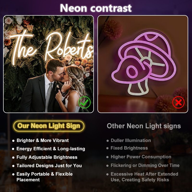 Customizable Neon Light Decor for Wedding Wall Decor Bright LED Durable No Dimming or Fading