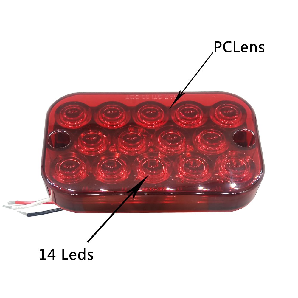 Vehicle Light LED 5" Rectangle Truck Lamps for Stop/Parking/Turn Signals/Tail Lights for Motorcycle/Truck/Trailer/Car/Caravan