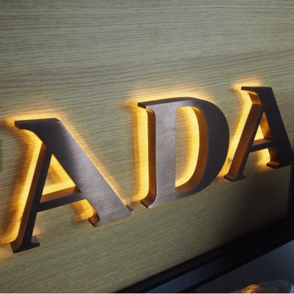Winbo Metal Wall Letters Gold 3d Stainless Steel Signs Small Metal Backlit Letters Business logo Sign Channel Letter