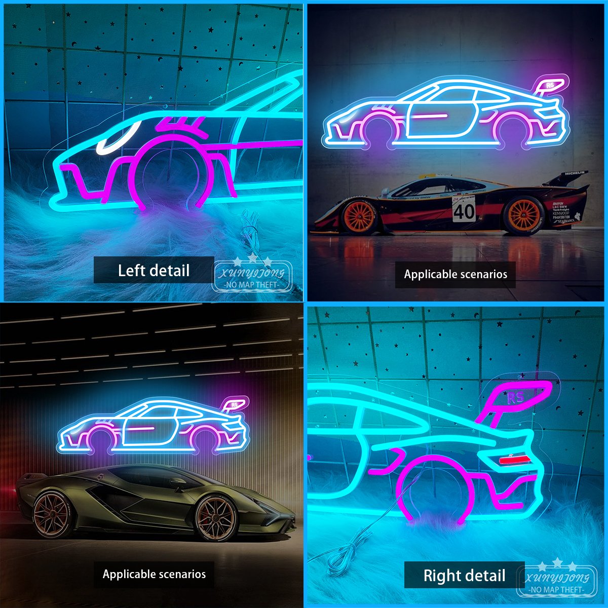 Custom-made Neon Car Shape for Racing Venue Home Bedroom Garage Cool Neon Car to Create Cool Atmosphere