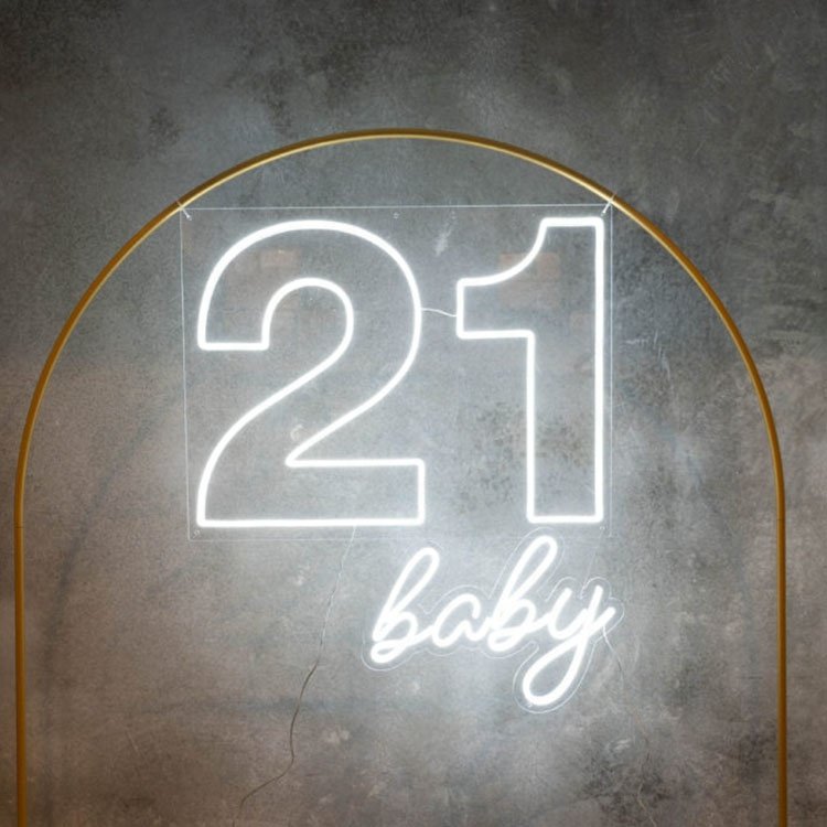 Free Shipping Wall-Mounted Matt Acrylic Neon Sign Letters Custom 21 Number Logo Party Advertising Dropshipping Stand