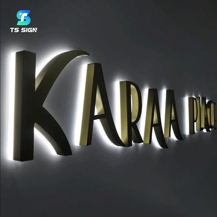 Custom Backlit Metal Sign Outdoor Business LED Light Sign Halo Lit Channel Letters Led Reception Logo Illuminated Sign