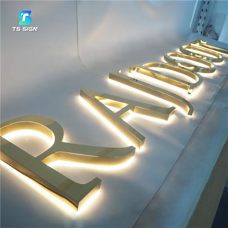Custom Backlit Metal Sign Outdoor Business LED Light Sign Halo Lit Channel Letters Led Reception Logo Illuminated Sign