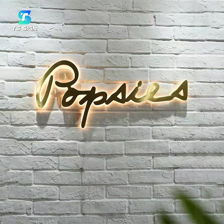 Custom Backlit Metal Sign Outdoor Business LED Light Sign Halo Lit Channel Letters Led Reception Logo Illuminated Sign