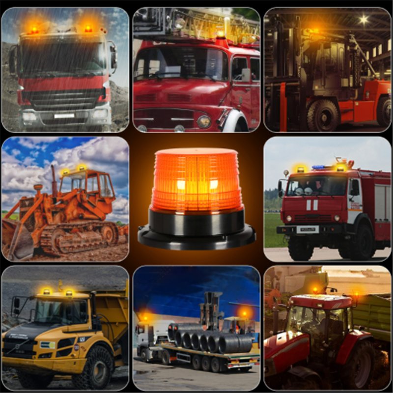 Toptree Amber Strobe LED Beacon Warning Light for Trucks or Forklift