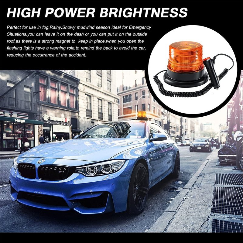 Toptree Amber Strobe LED Beacon Warning Light for Trucks or Forklift