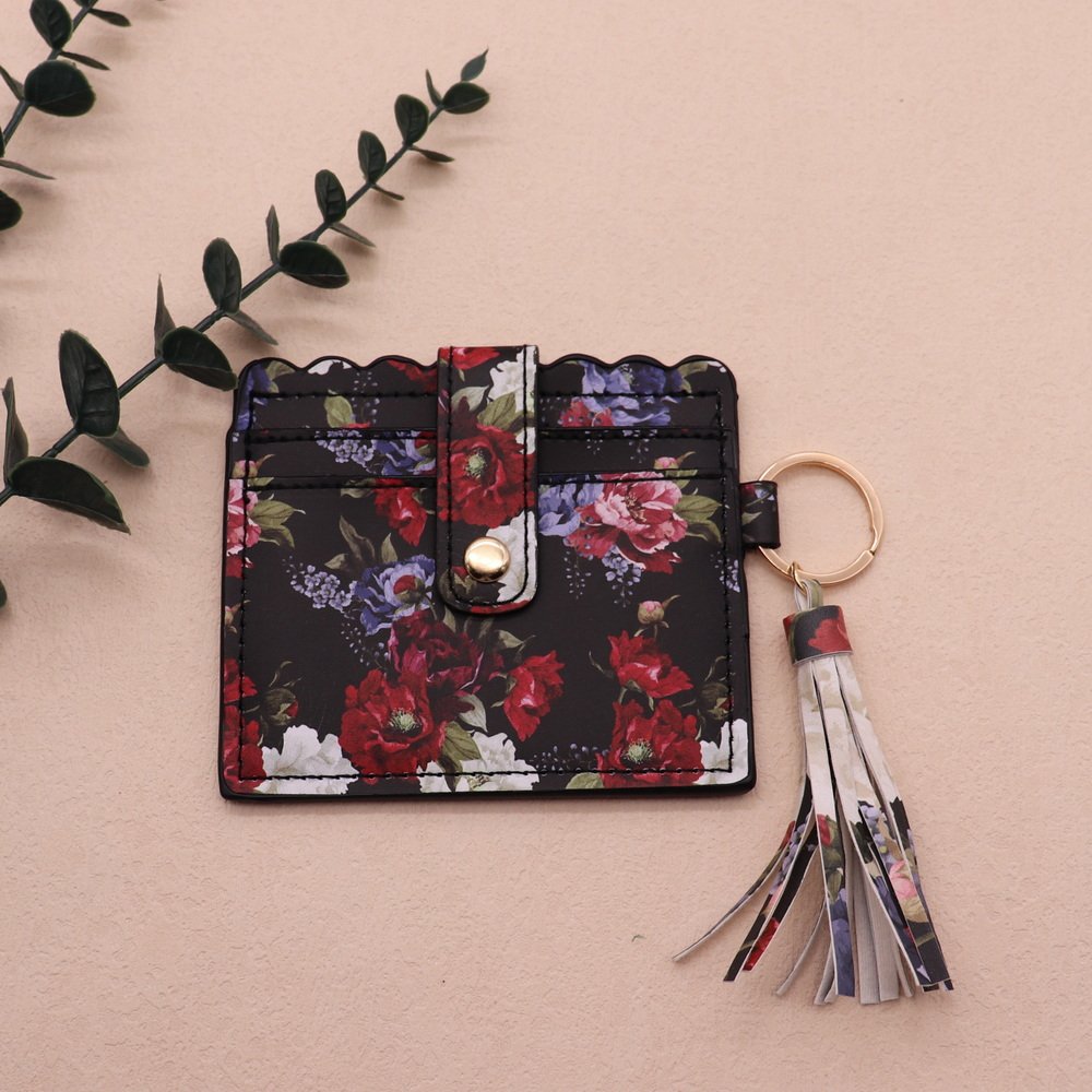 New 2024 Pu Leather Leopard Print Card Holder Bag Keychain Student Bus ID Card Holder with Tassel