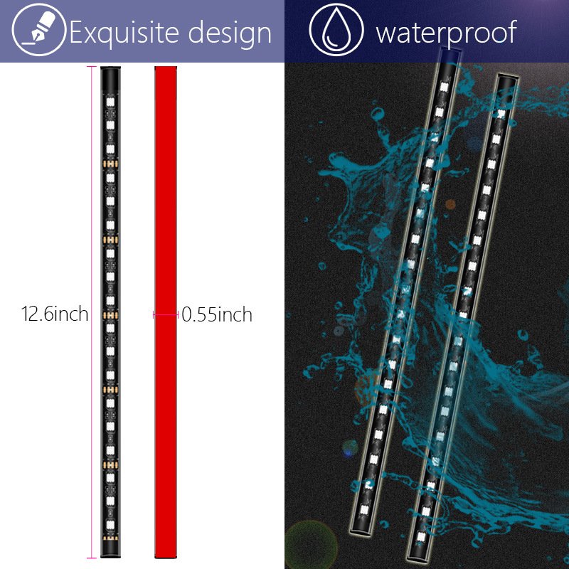Yosovlamp Car Foot Ambient Light 72LED Seven Color Remote Control Voice Controlled RGB Music Decorative Light Strip