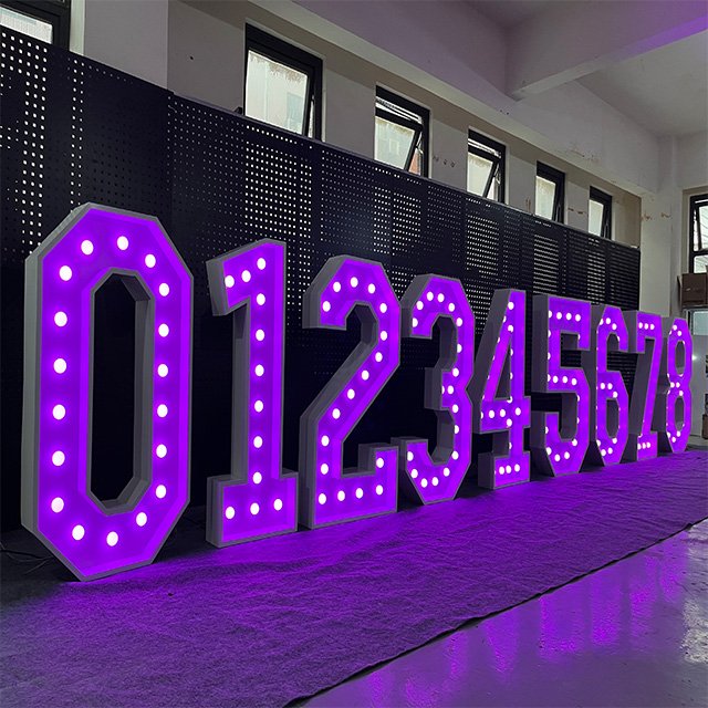 2024 Wholesale Led Metal Stands 3ft 4ft 5ft Large Giant Big Light up Marquee Number for Wedding Decorations Event