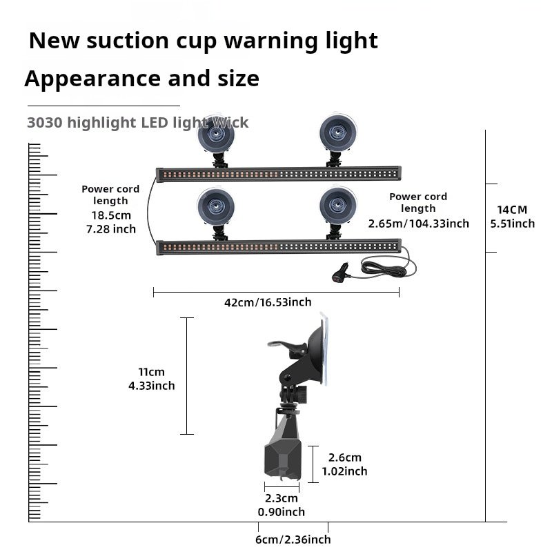 Yosovlamp Car Front and Rear Windshields Modified with One to Two Ranger Long bar Lights 192 LED Roof Warning Lights