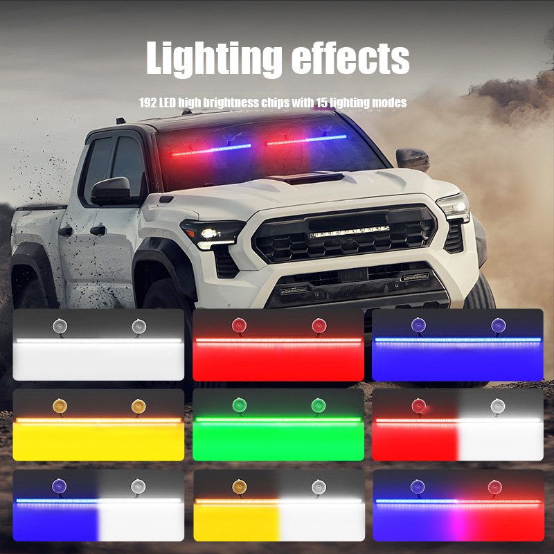 Yosovlamp Car Front and Rear Windshields Modified with One to Two Ranger Long bar Lights 192 LED Roof Warning Lights