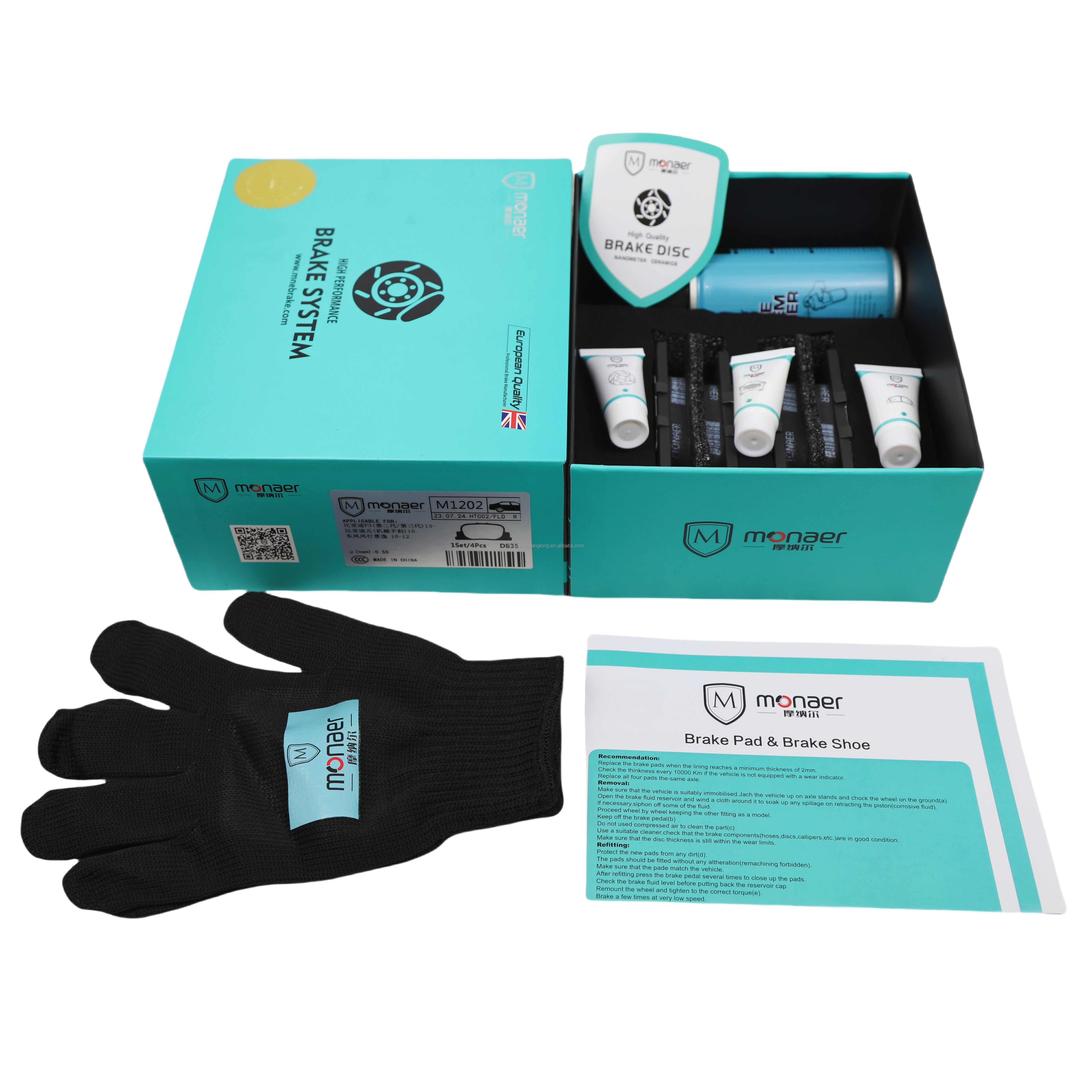 Monaer Ceramic Brake Pads D835 Brake System Maintenance Kit for Toyota/ BYD
