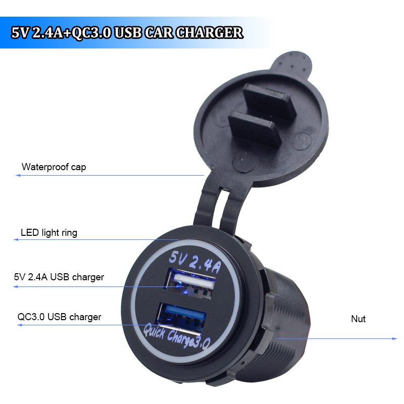 5V 4.2A Auto RV Boats Truck Bus Modification Accessories USB Car Charger Socket Charger for Smartphone