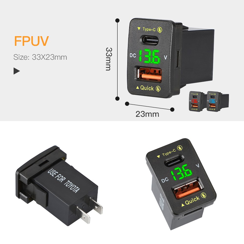 Oem Wholesale Toyota Dual USB Pd Car USB QC 3.0 Quick Charger USB for Car