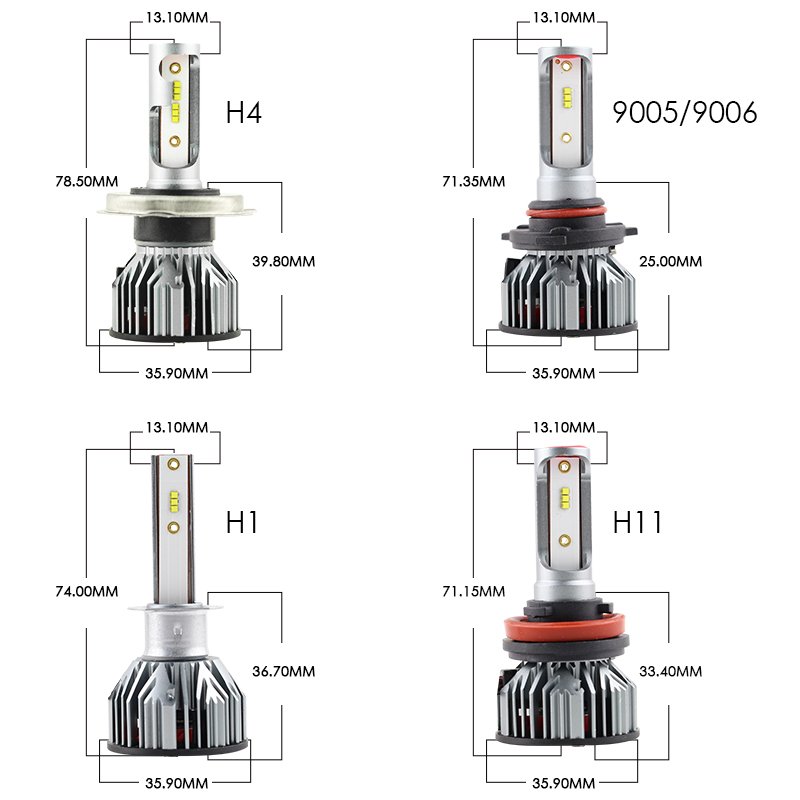 Z6 All in One Car LED Headlight Super Bright 5800LM 50W 360 Degrees Adjustable IP68 Intelligent Driver 6500K H1 H4 H11 9005