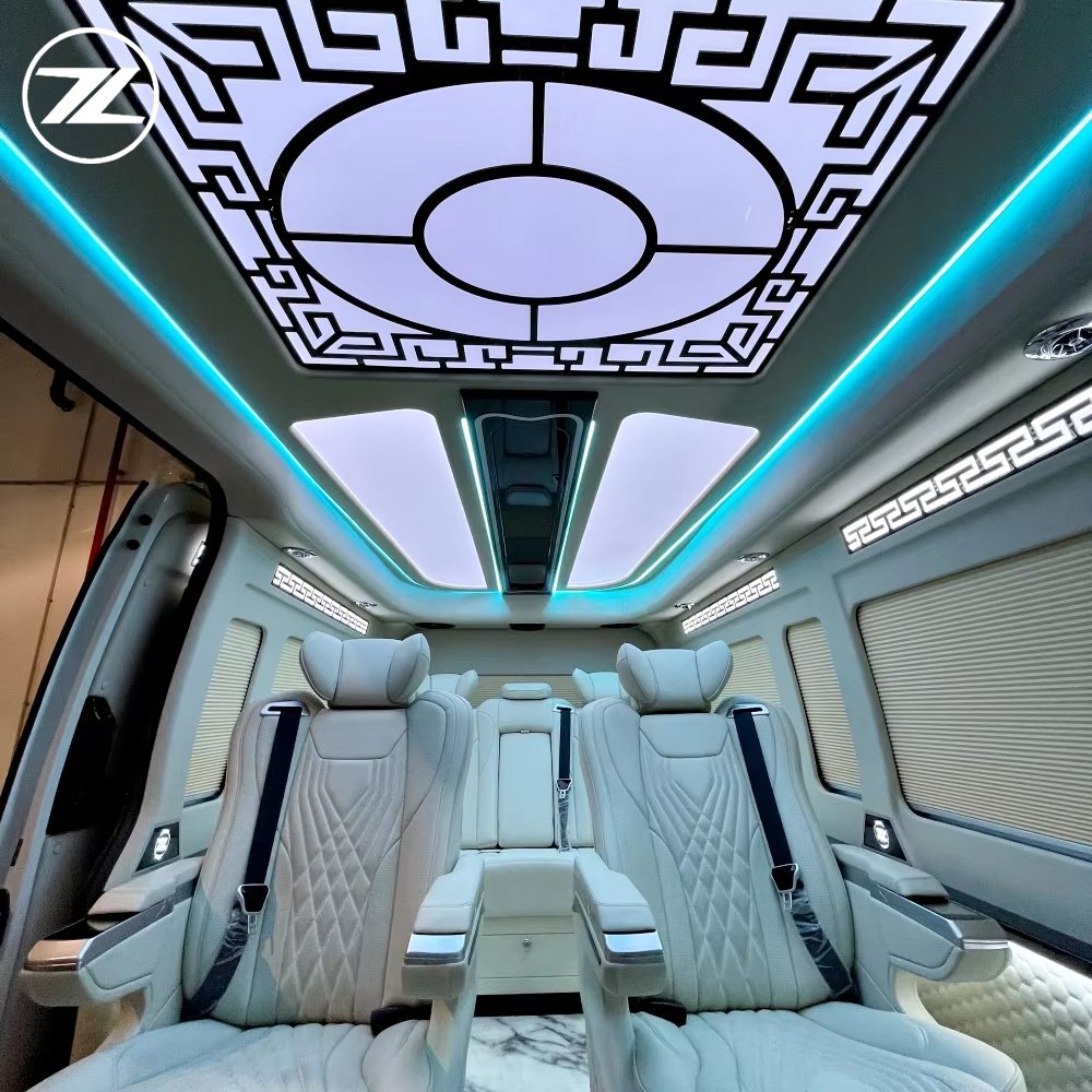 2024 Car Interior Upgrade Complete Modification Plan Luxury Accessory Headlight Kit LED TV TOYOTA Hiace Van Bus