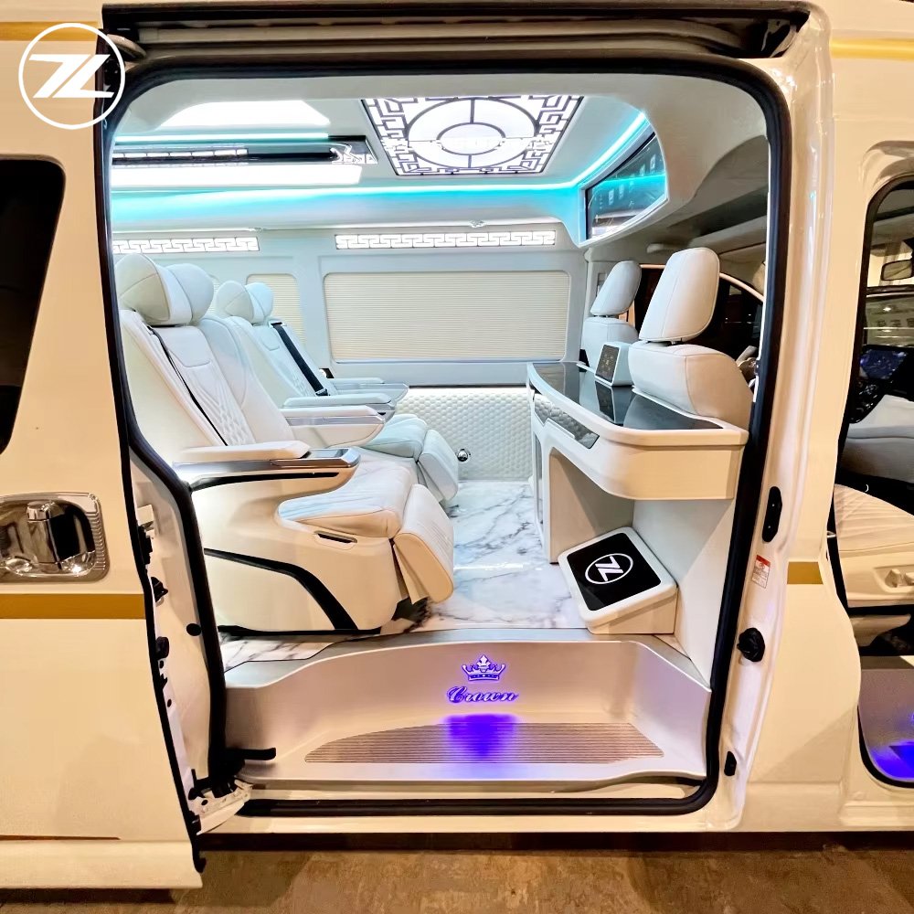 2024 Car Interior Upgrade Complete Modification Plan Luxury Accessory Headlight Kit LED TV TOYOTA Hiace Van Bus