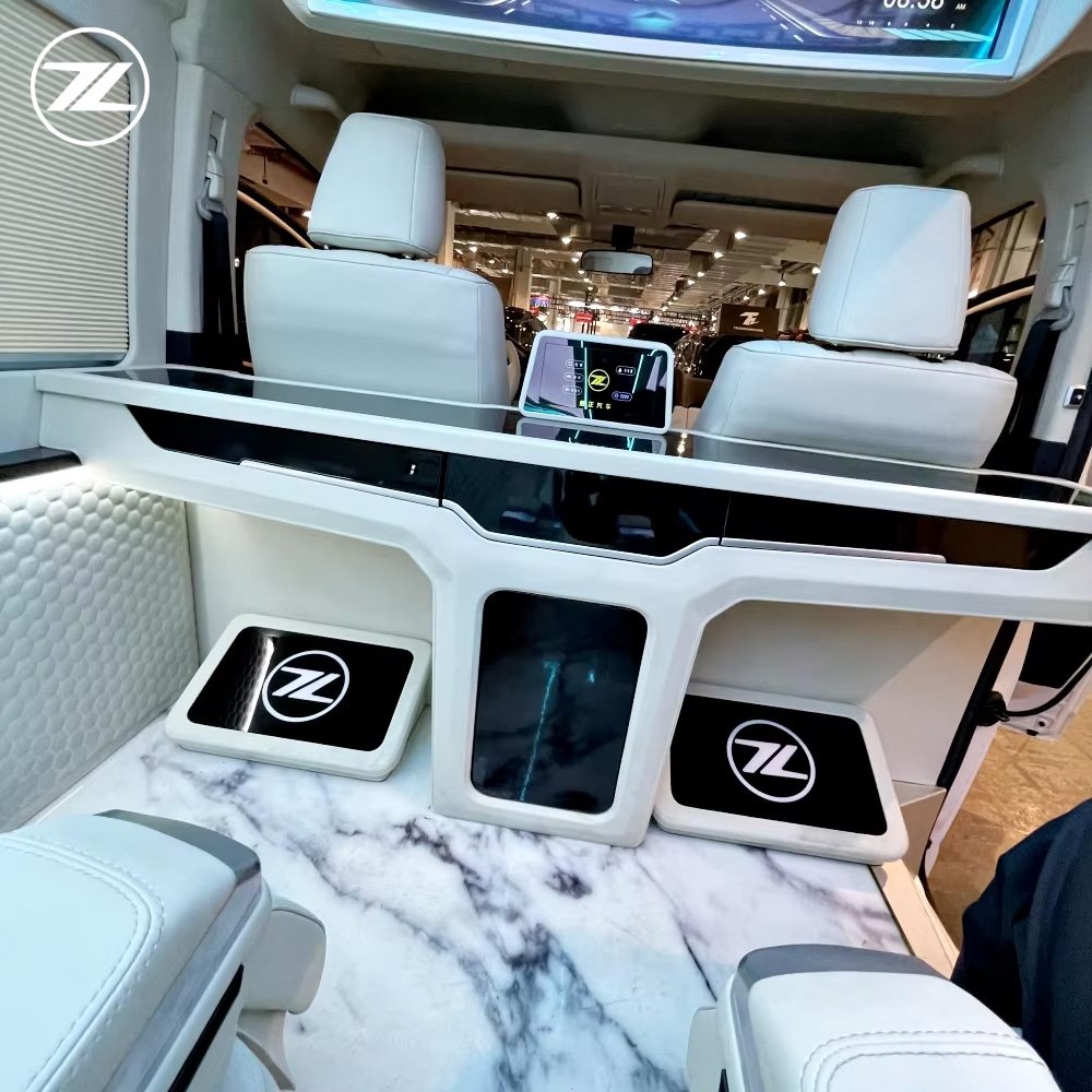 2024 Car Interior Upgrade Complete Modification Plan Luxury Accessory Headlight Kit LED TV TOYOTA Hiace Van Bus
