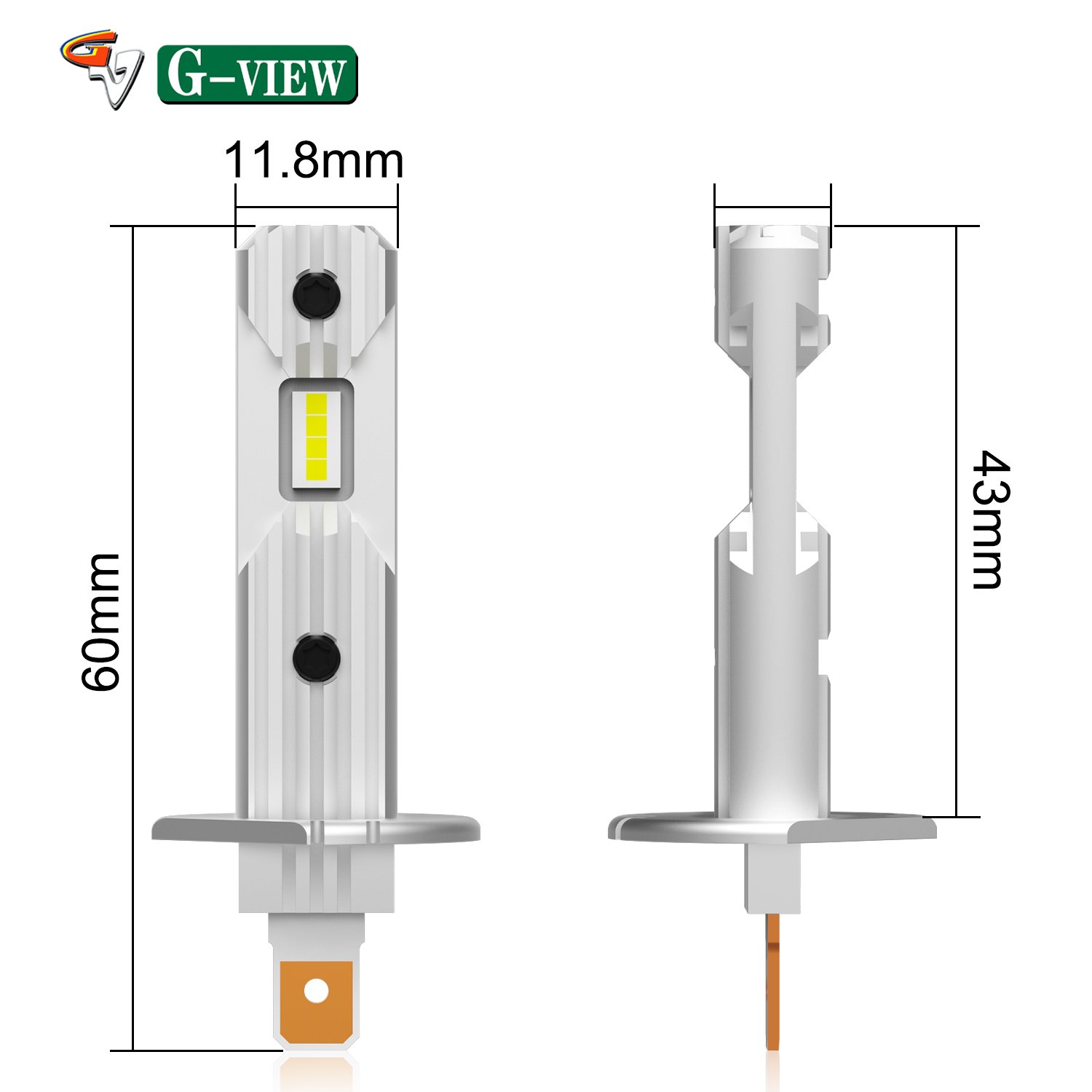 Gview GS Mini Size 60w LED Chips 3000k 6000k White LED H1 LED Headlights Car LED Bulbs for Car Accessories