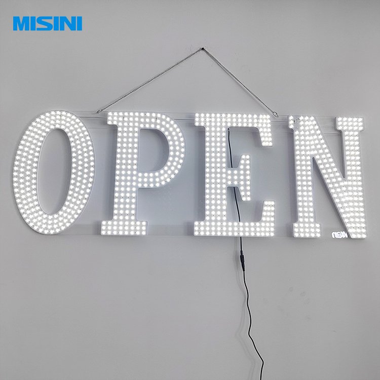 Custom Large Size 48*17 Inch High Quality Commercial Led Store Sign Shop Open Sign of Indoor Electrical Open Sign