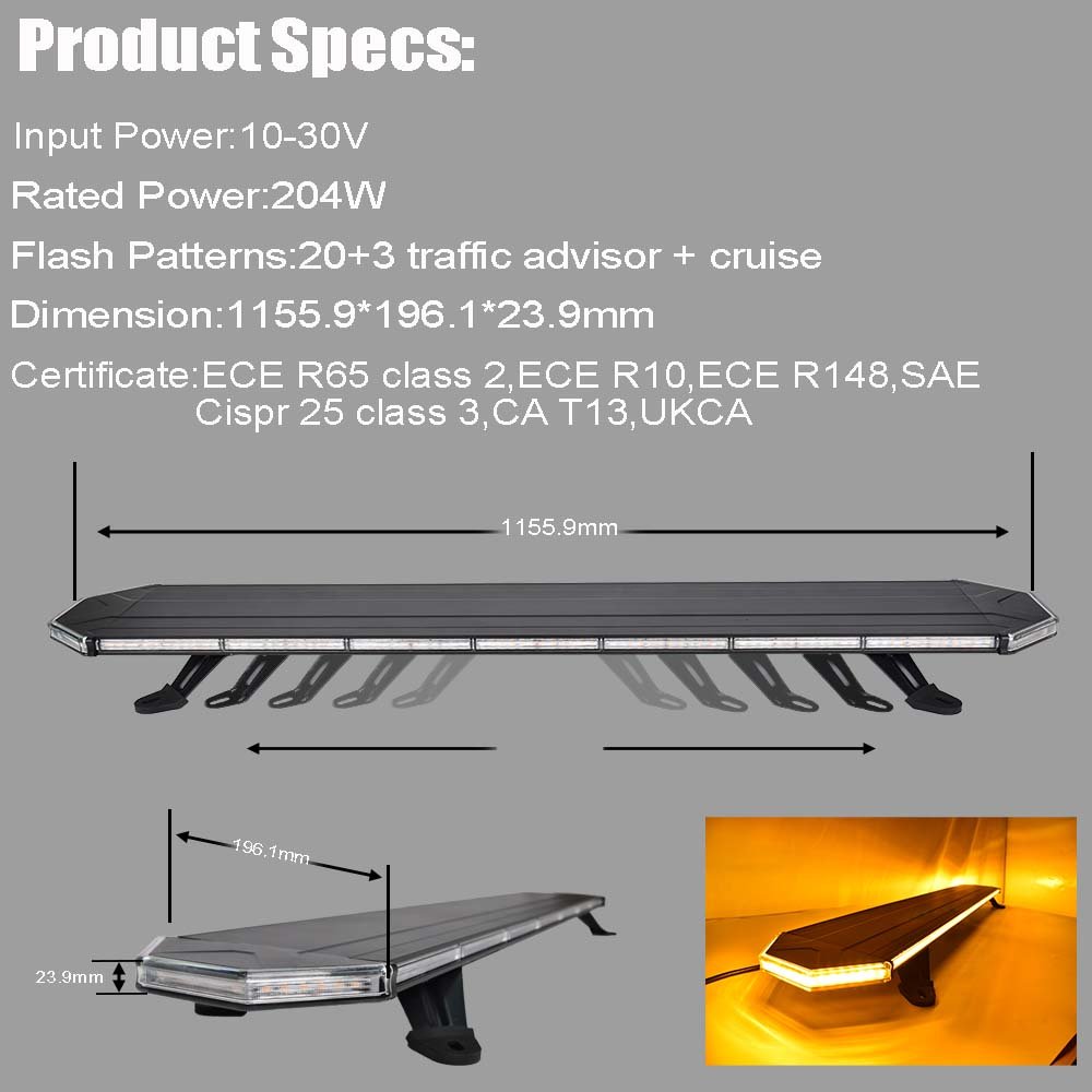 Red Blue Amber Emergency Strobe Light Bar For Ambulance Flashing Light With Stop Brake Turn Signal Emergency Strobe Light