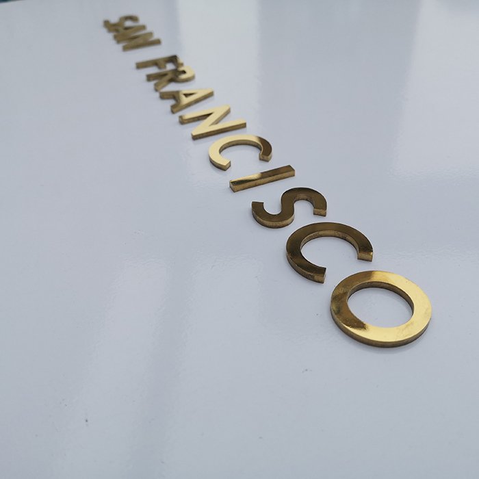 Custom 3d Engraved Polished Solid Brass Metal Letter Sign