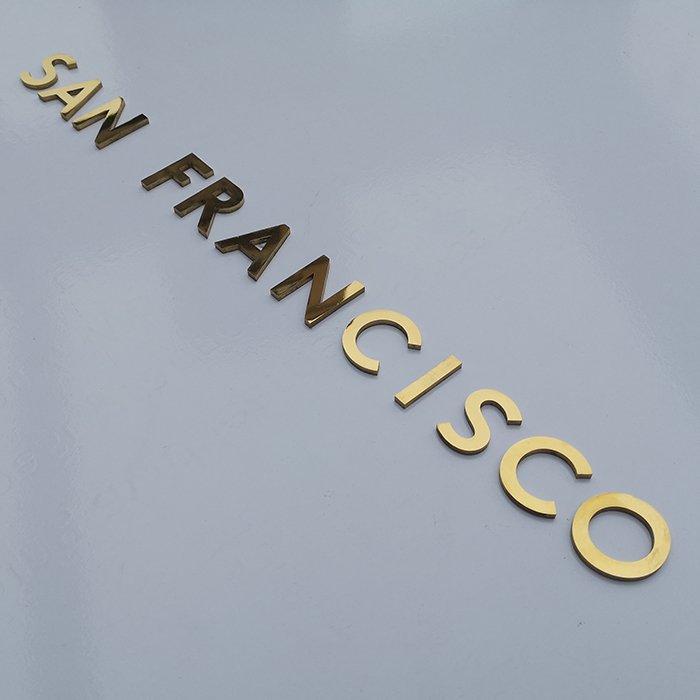 Custom 3d Engraved Polished Solid Brass Metal Letter Sign