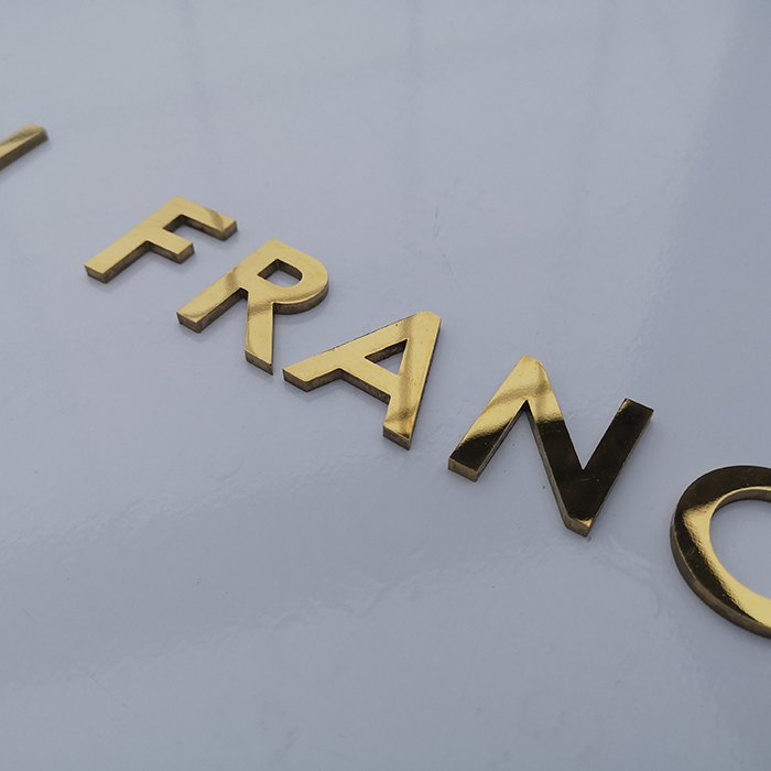 Custom 3d Engraved Polished Solid Brass Metal Letter Sign