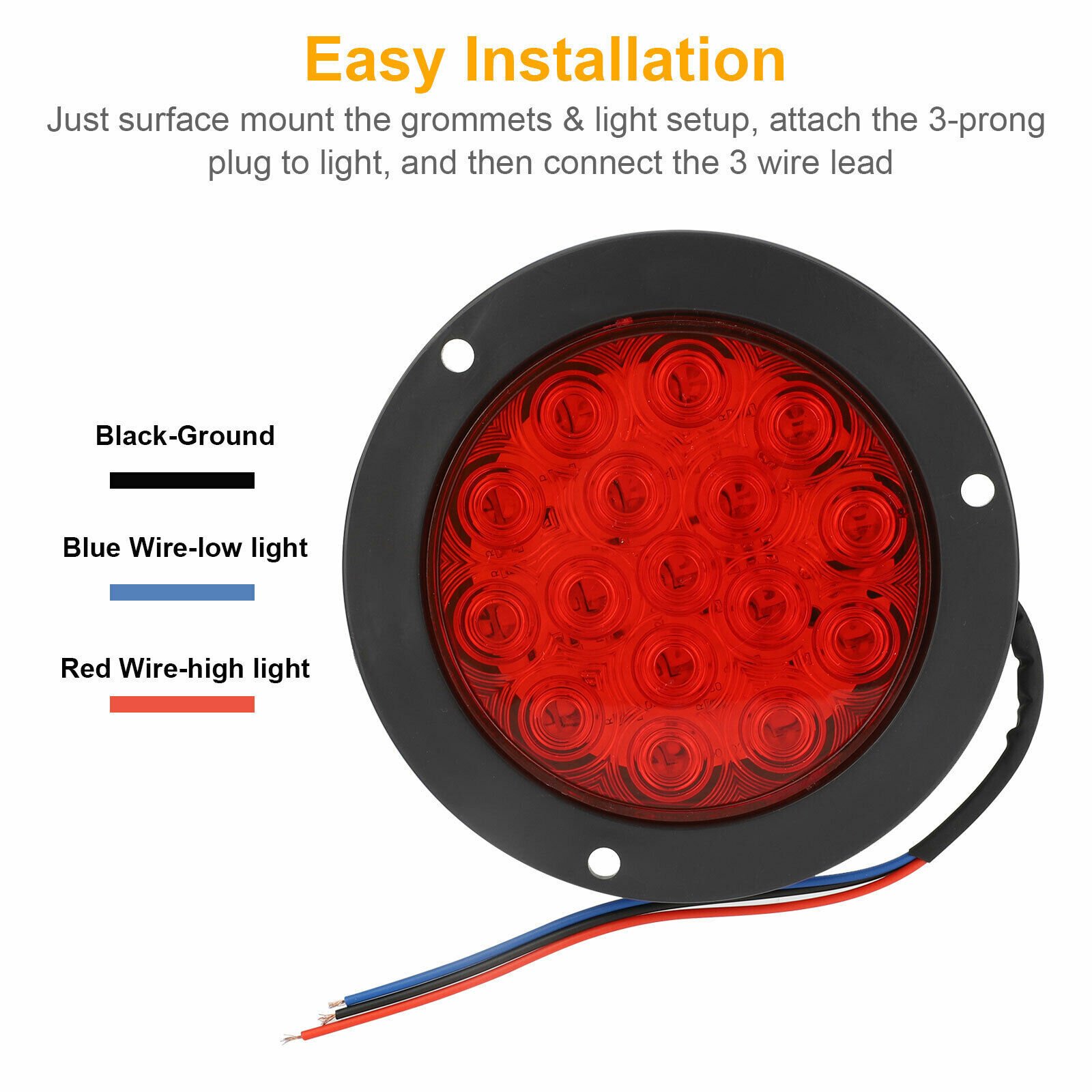 Hot Sale Car Accessories 4'' Round Amber Red Half Full Bright Flashing Bus Trailer Led Side Marker Truck Rear Lights