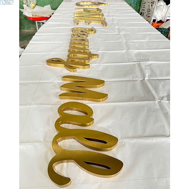 Sign Board Design Stainless Steel Lettergold Brushed Polished Metal Mirror Gold Acrylic Letters