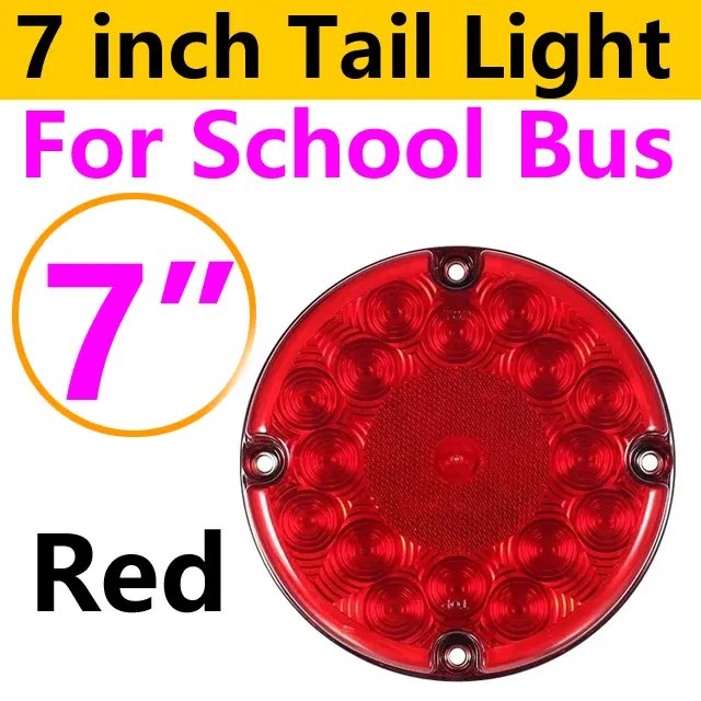 Manufacturer Wholesale 7 Inch Round Amber Red School Bus LED Rear Signal Lamp Turn Stop Brake Tail Light for Transit Vehicles