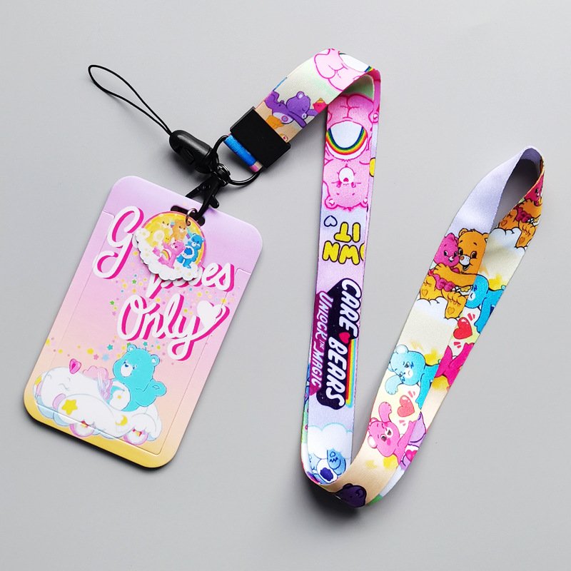 Hot Sale Cartoon Stitch Sponge Kids Student Bus Card Long Neck Lanyard ABS Material Hard Plastic ID Card Holder Lanyard