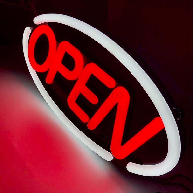 New Arrival Ultra Bright LED Neon Sign Remote Control Oval Led Open Board LED Sign Display