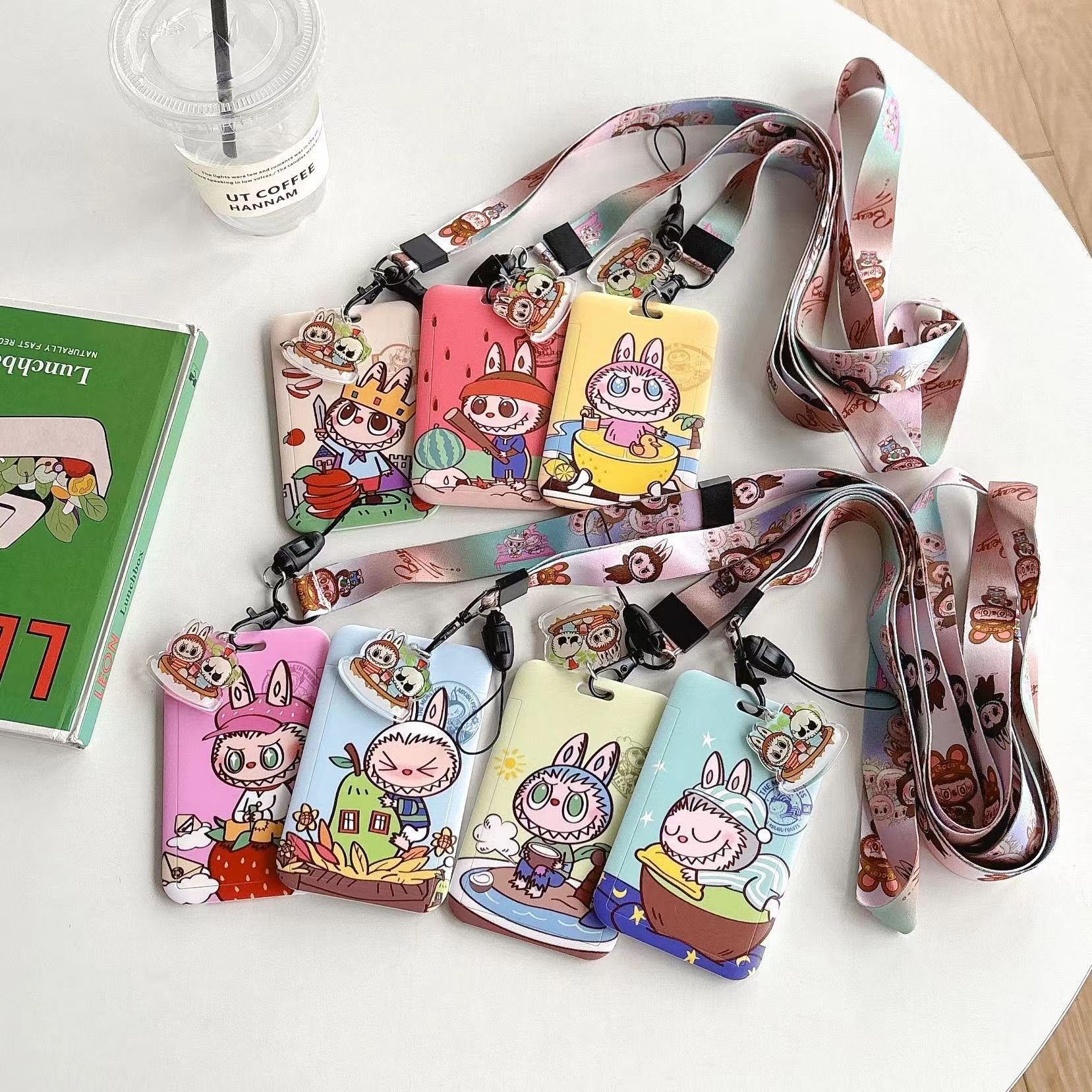 13 design labubu Polyester ID Badge Lanyard with Plastic Retractable Reel Card Holder