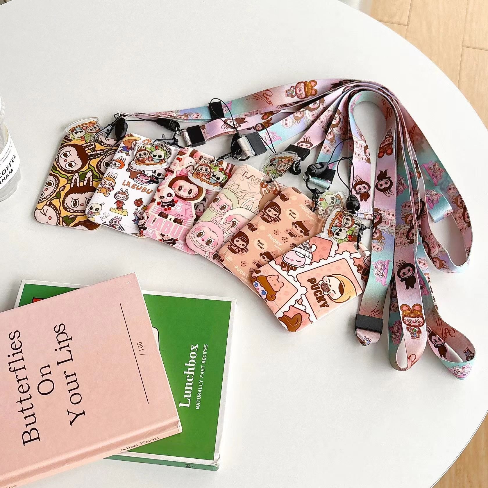 13 design labubu Polyester ID Badge Lanyard with Plastic Retractable Reel Card Holder