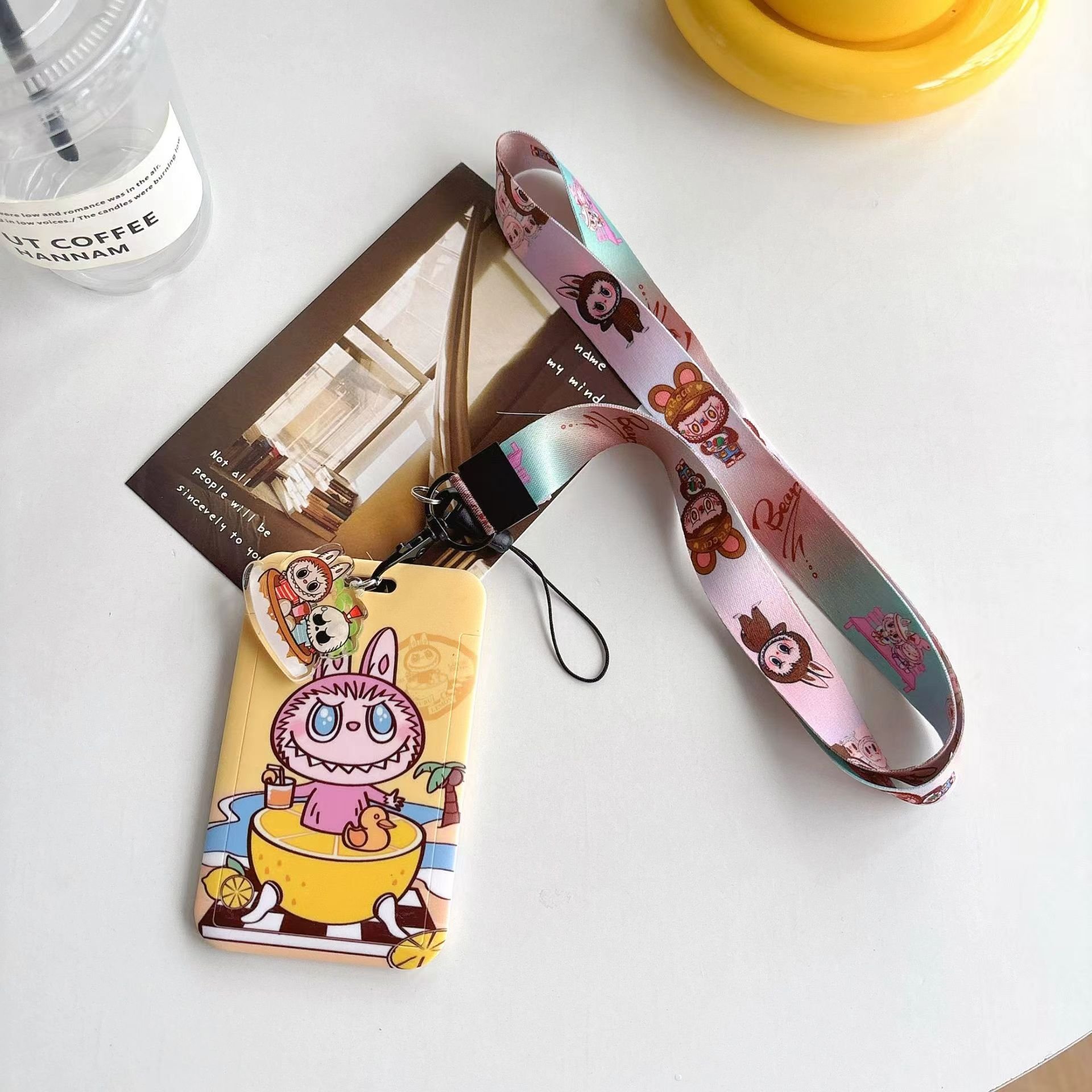 13 design labubu Polyester ID Badge Lanyard with Plastic Retractable Reel Card Holder