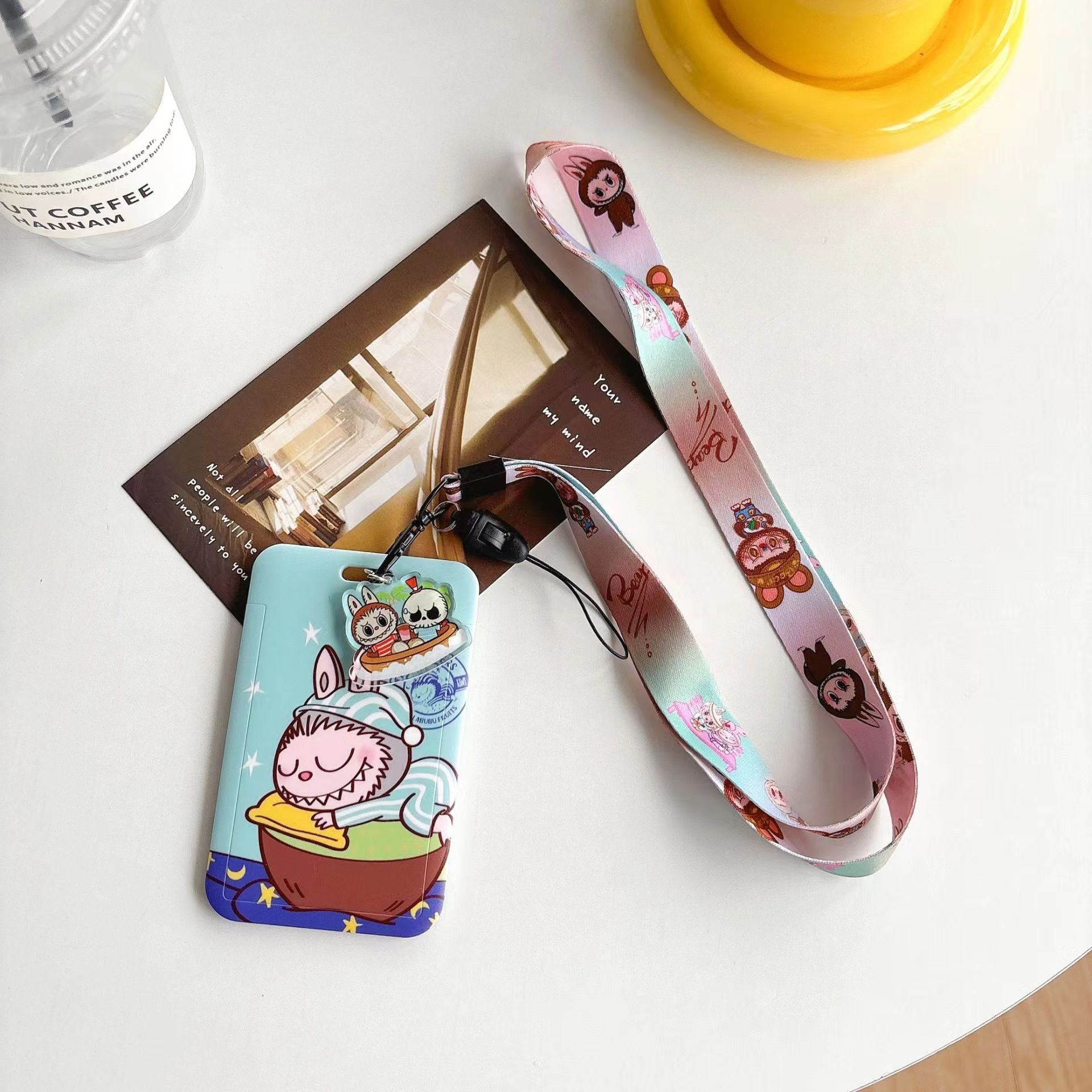 13 design labubu Polyester ID Badge Lanyard with Plastic Retractable Reel Card Holder