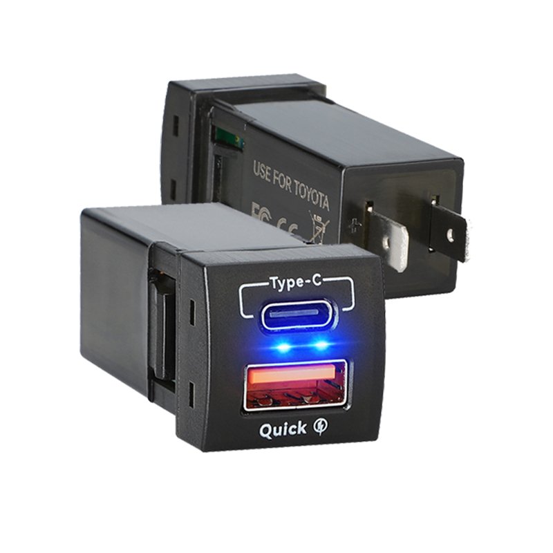 High Quality Usb c Qc3.0 12v Dual Pd Socket Car Charger USB a USB C for Toyota