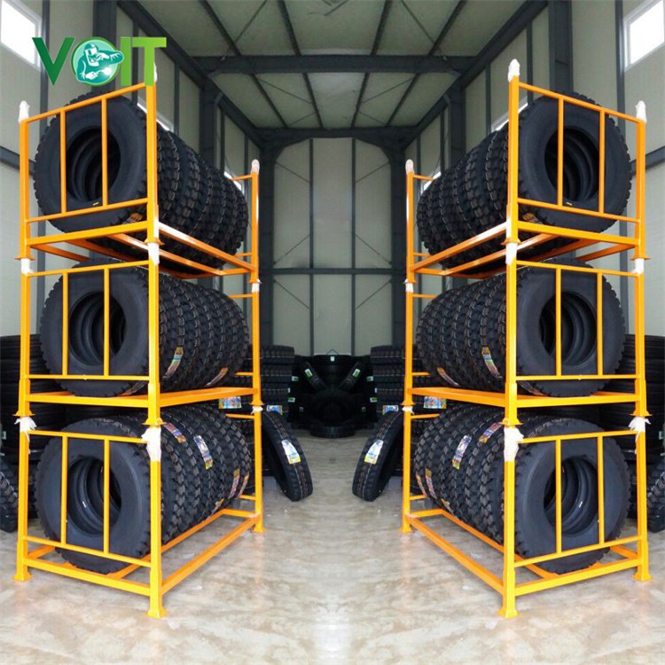 Custom Warehouse Solutions Foldable Stacking Storage Tire Rack With Forklift Channel