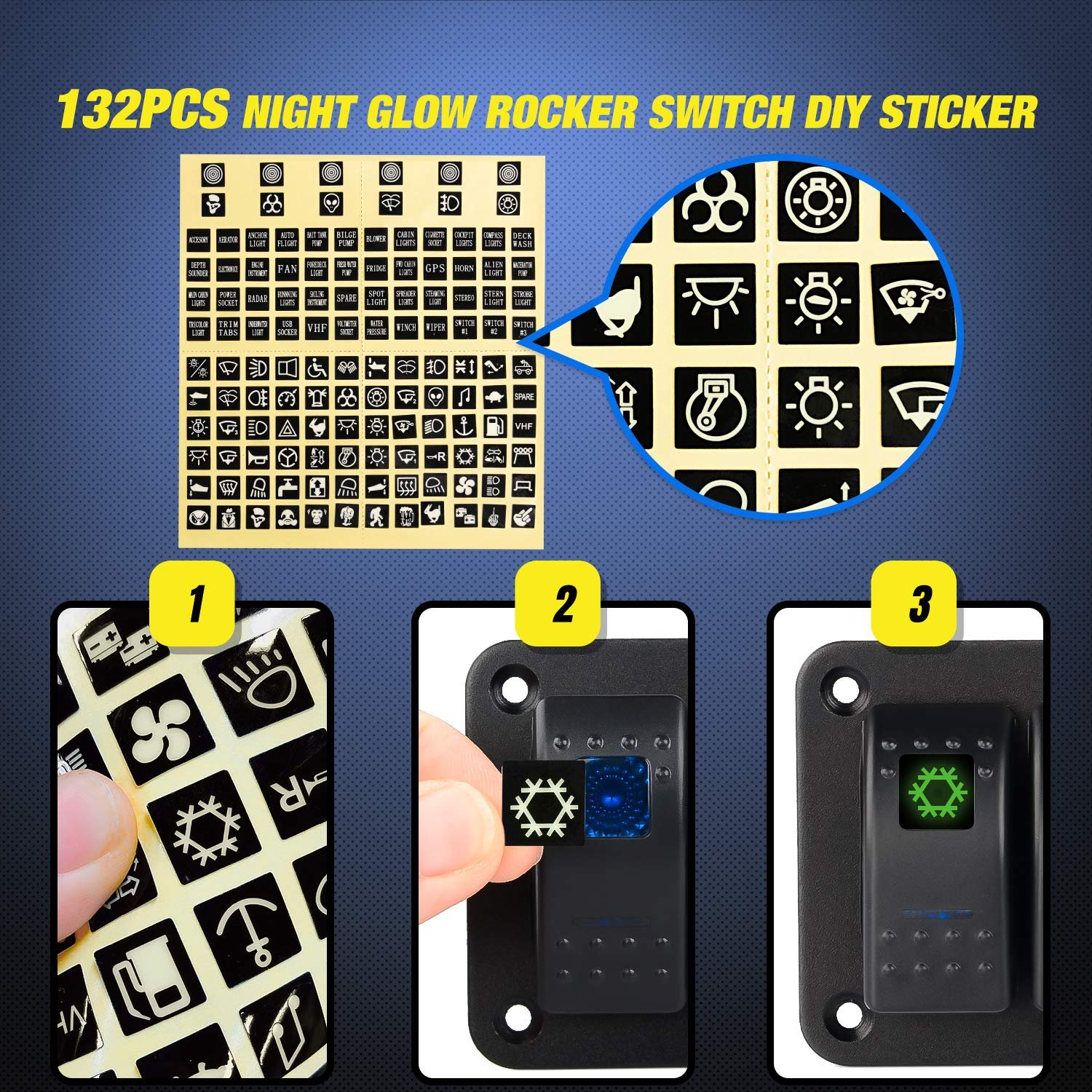 4 Gang Rocker Switch Panel 12V 24V 5 Pin on Off Carling Rocker Switch Waterproof for Jeep Wrangler Car Marine Boat RV Off-road