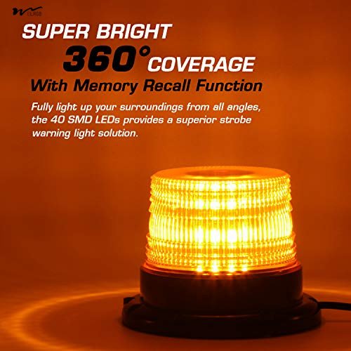LED Strobe Light, 12V-24V Amber 40 LED Warning Safety Flashing Beacon Lights Waterproof Light
