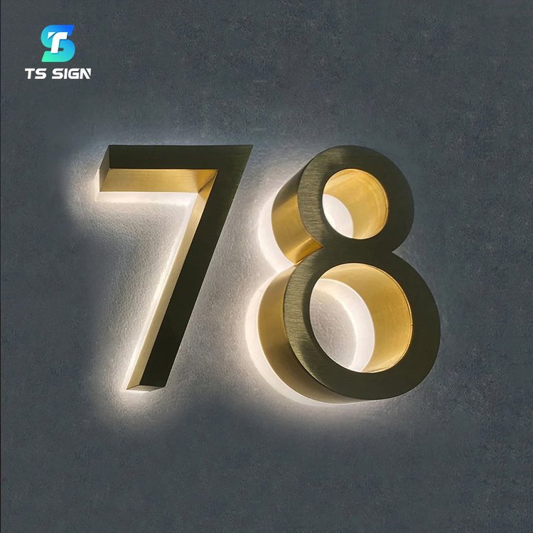 High Quality Gold Stainless Steel Light up Channel Letters Sign 3D Custom Led Backlit Letters Sign