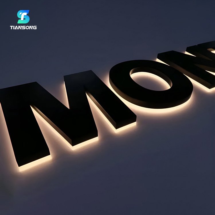 High Quality Gold Stainless Steel Light up Channel Letters Sign 3D Custom Led Backlit Letters Sign