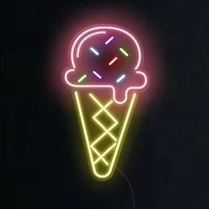 Ice Cream LED Neon Sign for Wall Art Ice Cream Led Neon Sign for Ice Cream Shop Business Store Drink Shop Bar Dessert Shop Signs