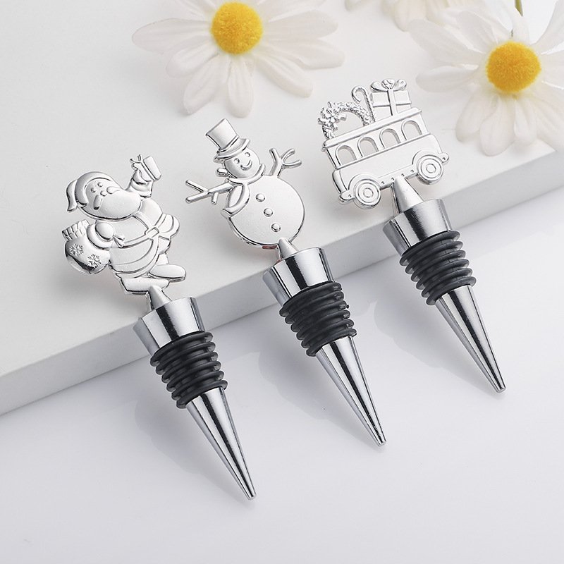 Wine Accessories Decorative Xmas Wine Bottle Stoppers Christmas Party Metal Wine Stopper for Winter Decor Holiday Wedding Party