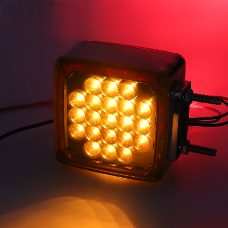 Hot-selling 24v 12v 39 Leds Truck Trailer Double Face Pedestal Light Square Side Marker With Turn Signal Lamp