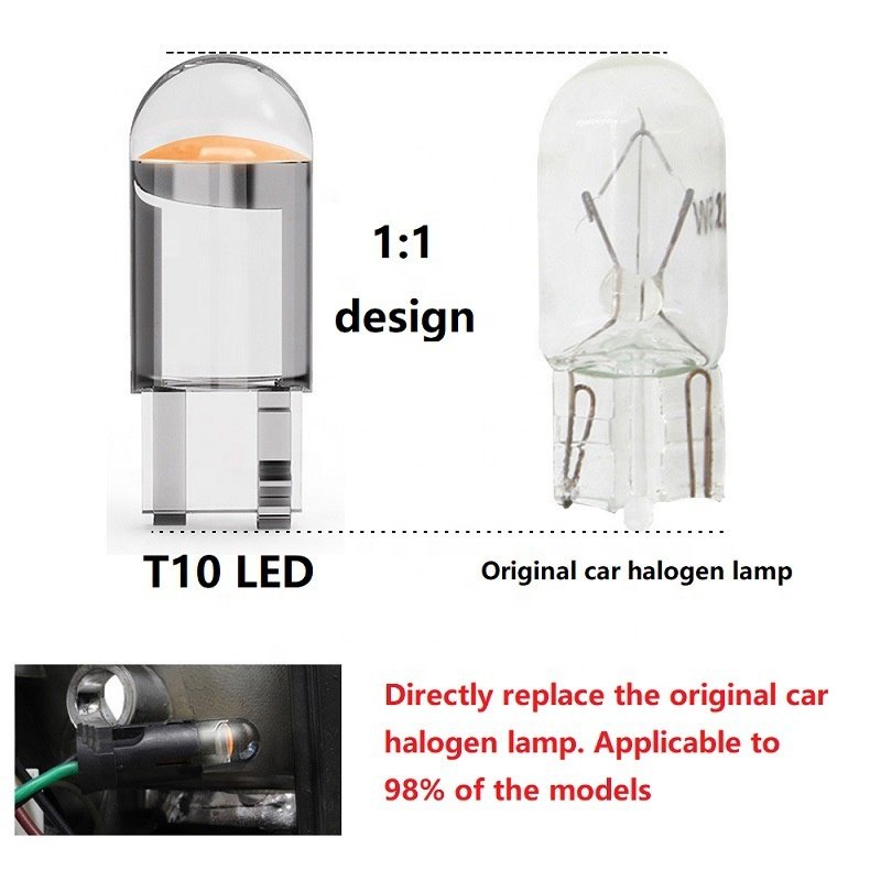 High Quality T10 Crystal clear COB High Brightness W5W License Plate Light Reading Light LED Small Car Light