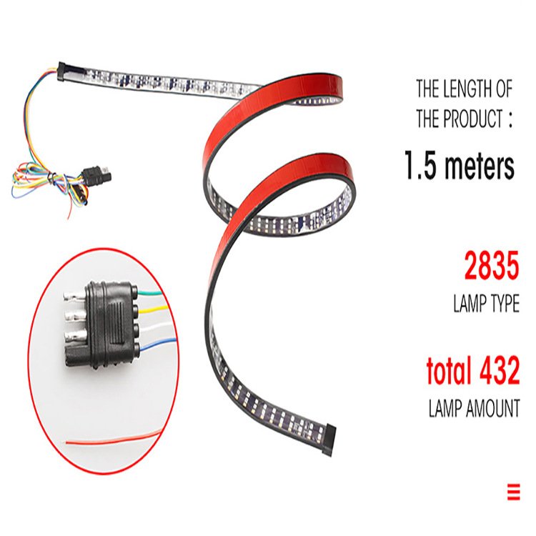 Yosovlamp Three Row Pickup Truck Tail Lights with 48 Inch 60 Inch Modified Light Strip Three Color Reverse Warning Turn signal